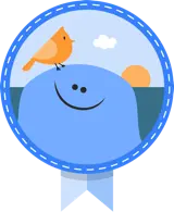 Early Bird badge — Pishko greeting the sunrise