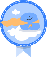 Hydration Hero badge — Pishko with a water bottle