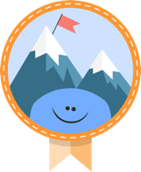 Strong and Steady badge — Pishko on a mountain