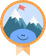Strong and Steady badge — Pishko on a mountain