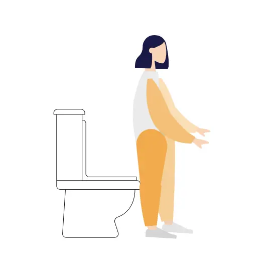 Ilustracija djeteta koje ustaje pokraj zahoda kao dio rutine nakon mokrenja