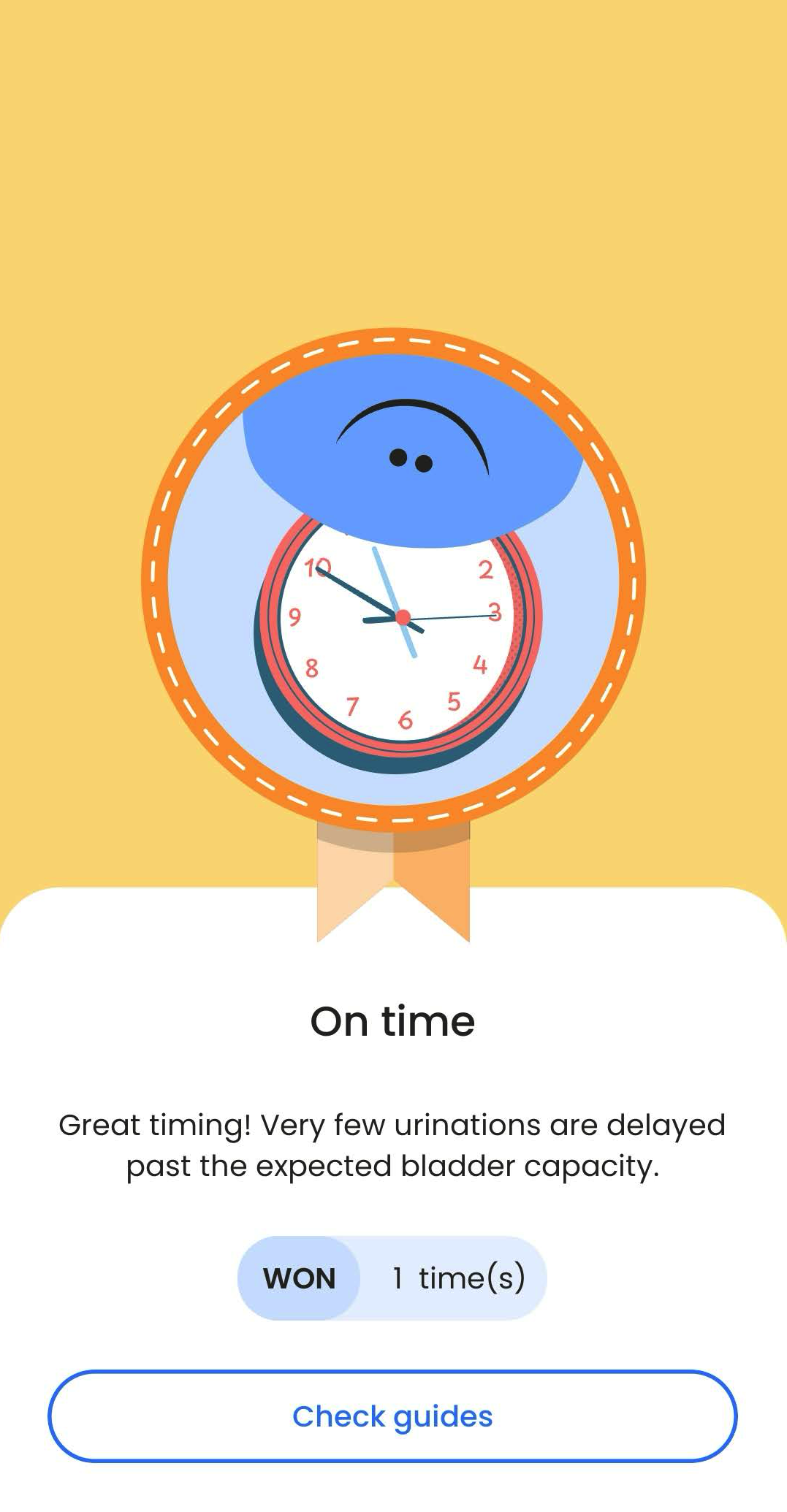 On time badge with Pishko clock illustration